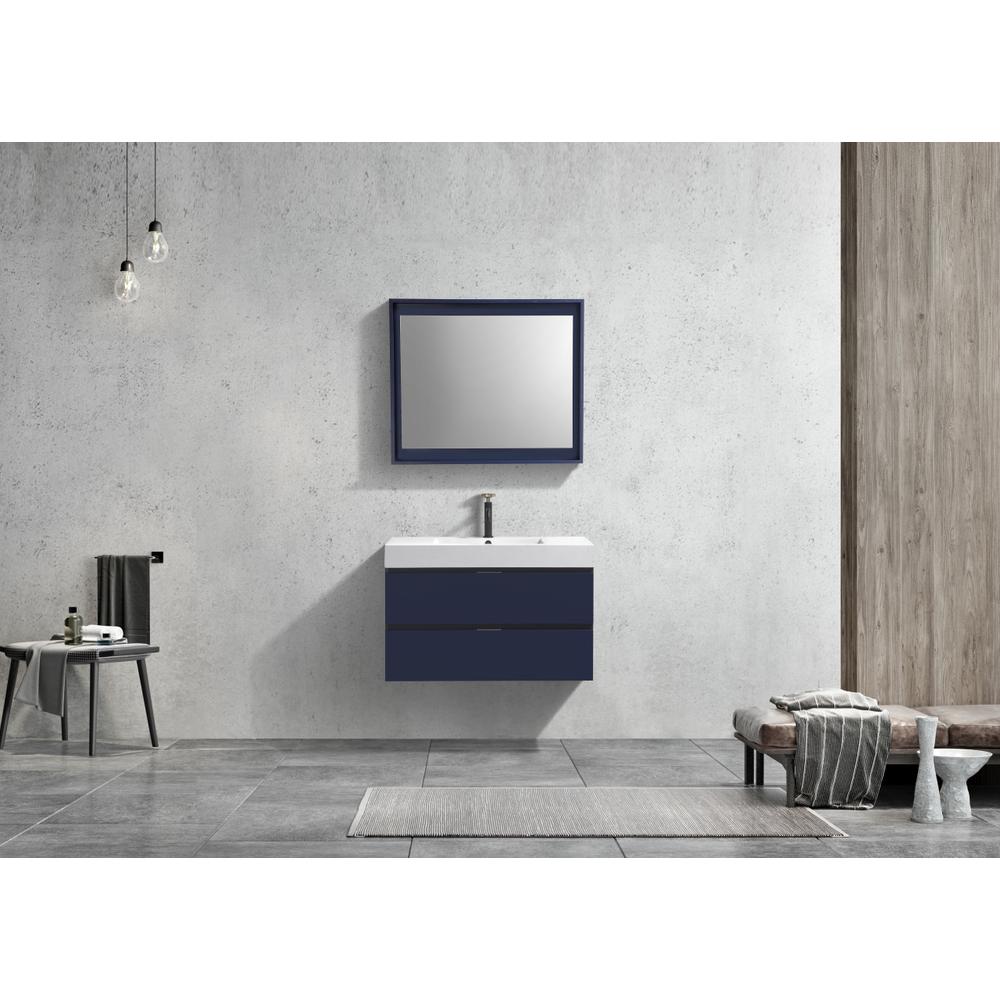 Bliss 36" Blue  Wall Mount Modern Bathroom Vanity