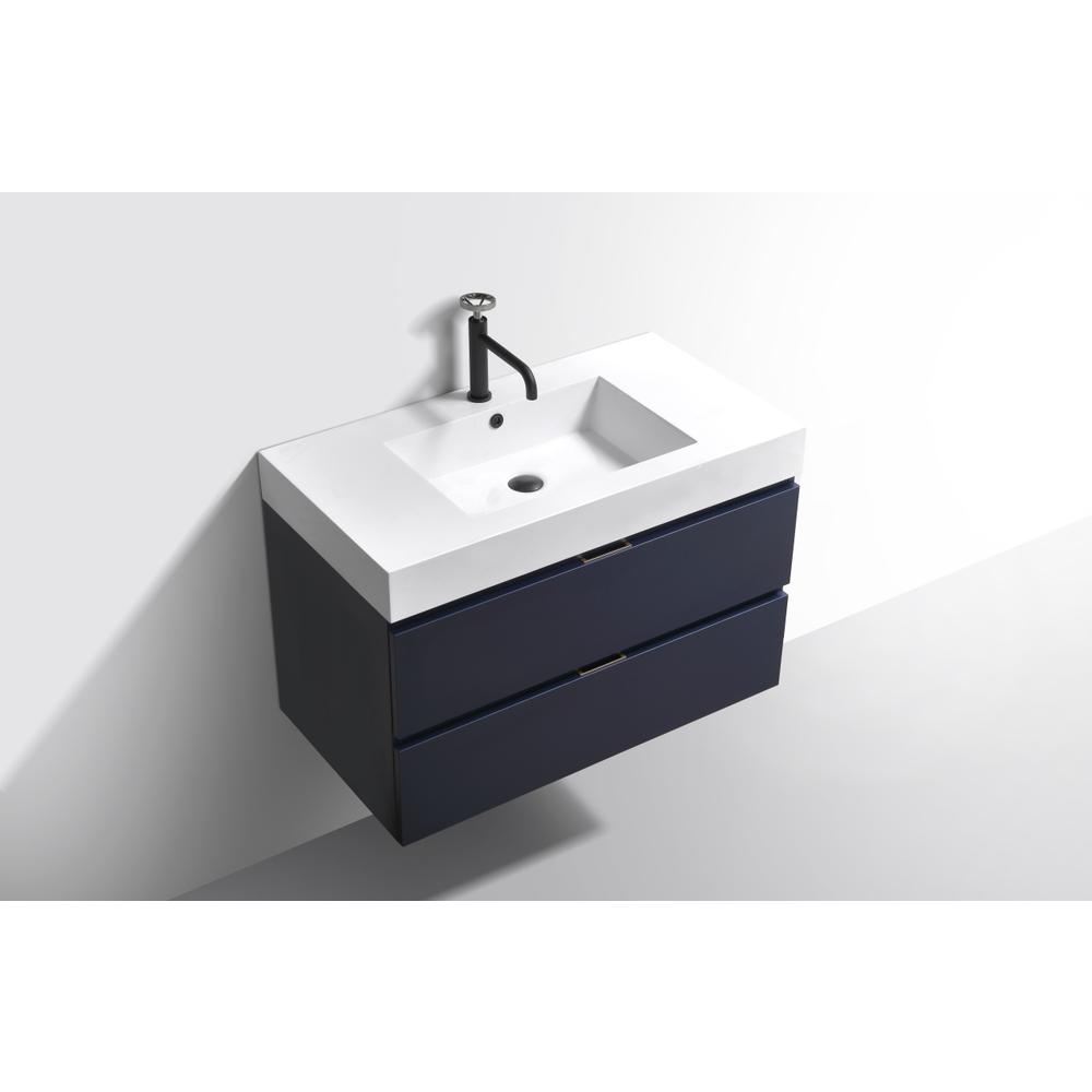 Bliss 36" Blue  Wall Mount Modern Bathroom Vanity