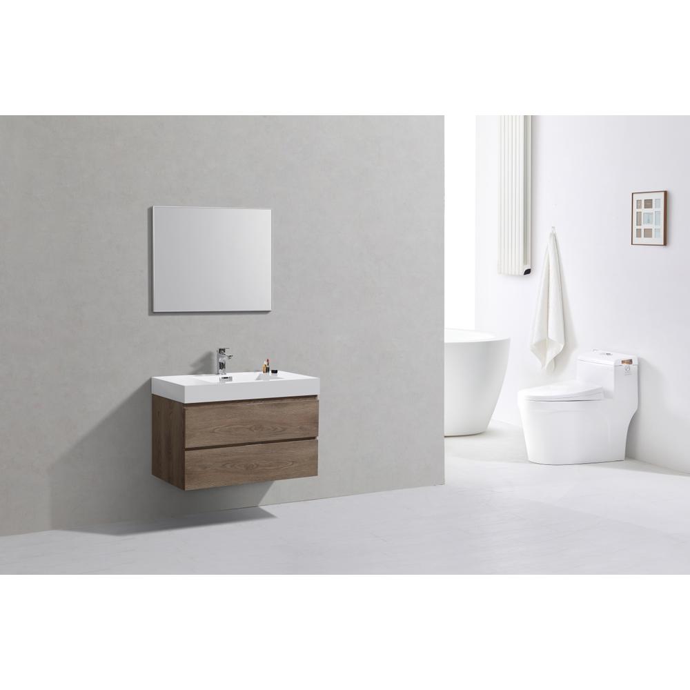 Bliss 36" Butternut Wall Mount Modern Bathroom Vanity