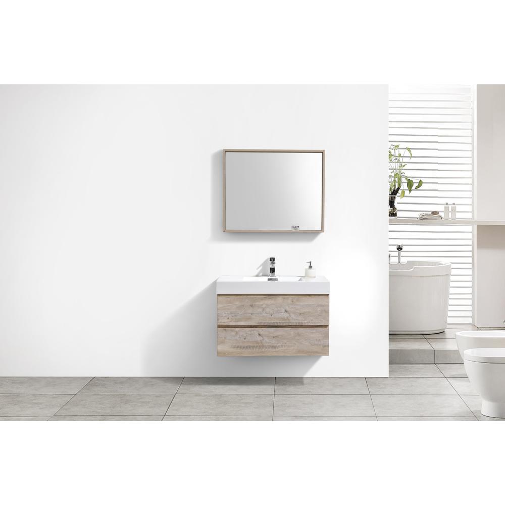 Bliss 36" Nature Wood Wall Mount Modern Bathroom Vanity