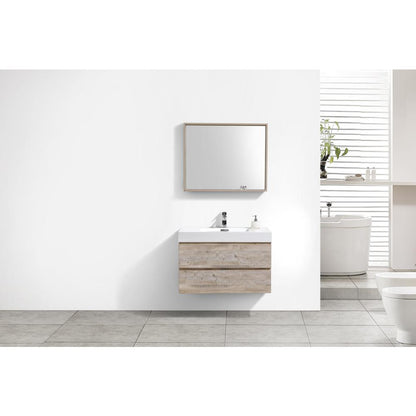 Bliss 36" Nature Wood Wall Mount Modern Bathroom Vanity