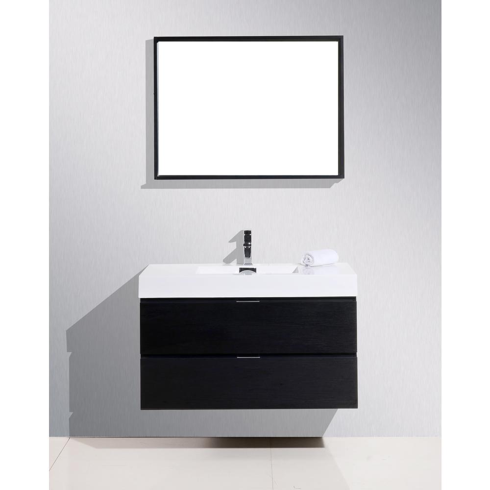 Bliss 40" Black Wall Mount Modern Bathroom Vanity