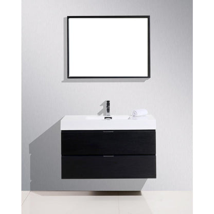 Bliss 40" Black Wall Mount Modern Bathroom Vanity