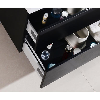 Bliss 40" Black Wall Mount Modern Bathroom Vanity