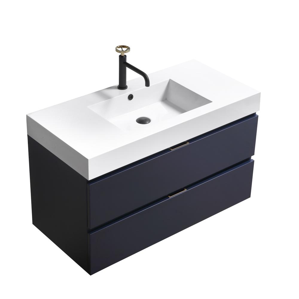 Bliss 40" Blue  Wall Mount Modern Bathroom Vanity