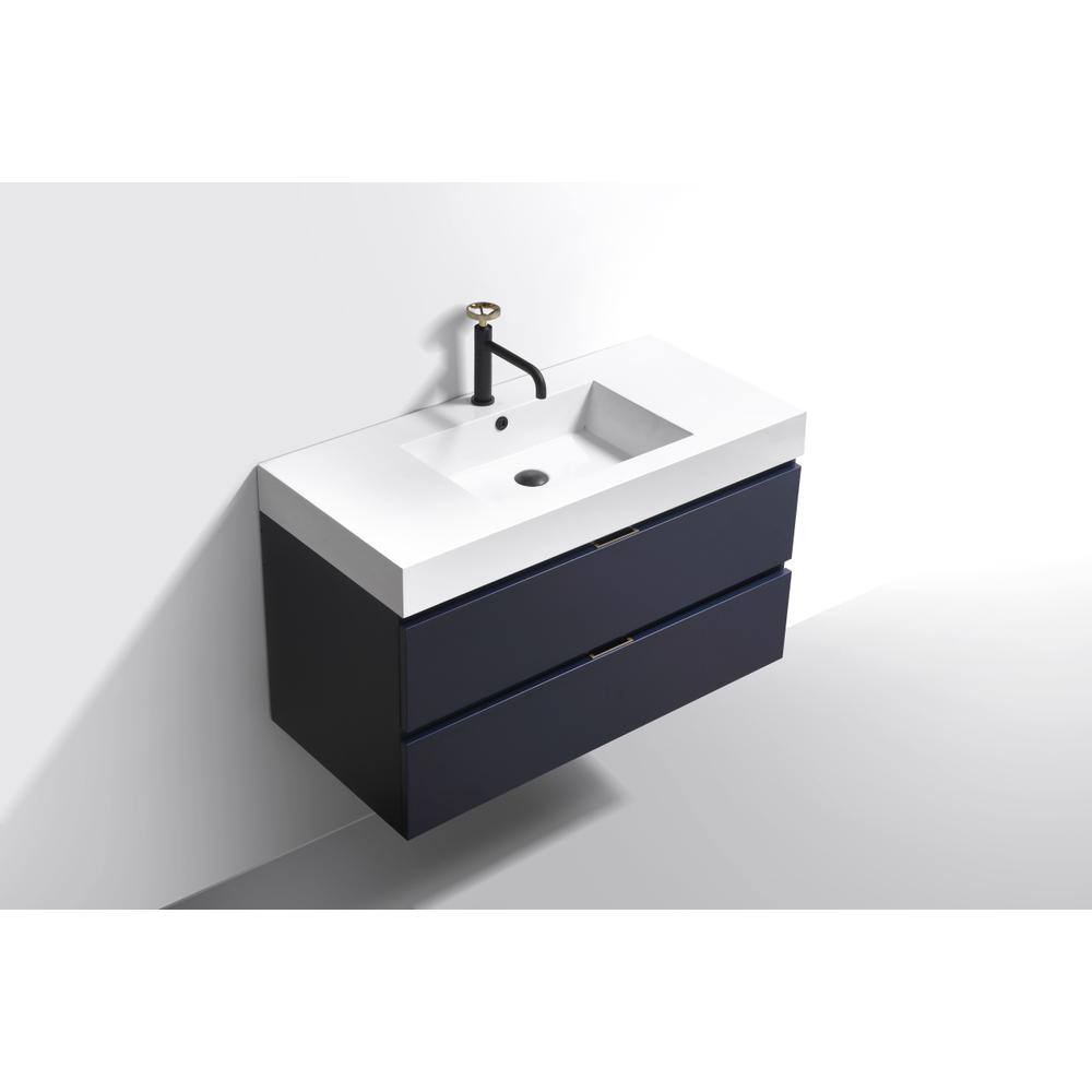 Bliss 40" Blue  Wall Mount Modern Bathroom Vanity