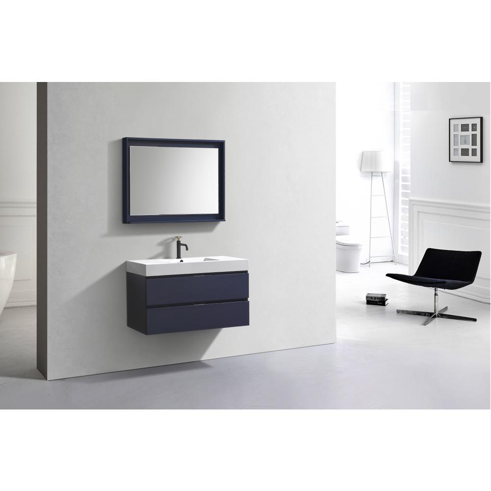 Bliss 40" Blue  Wall Mount Modern Bathroom Vanity