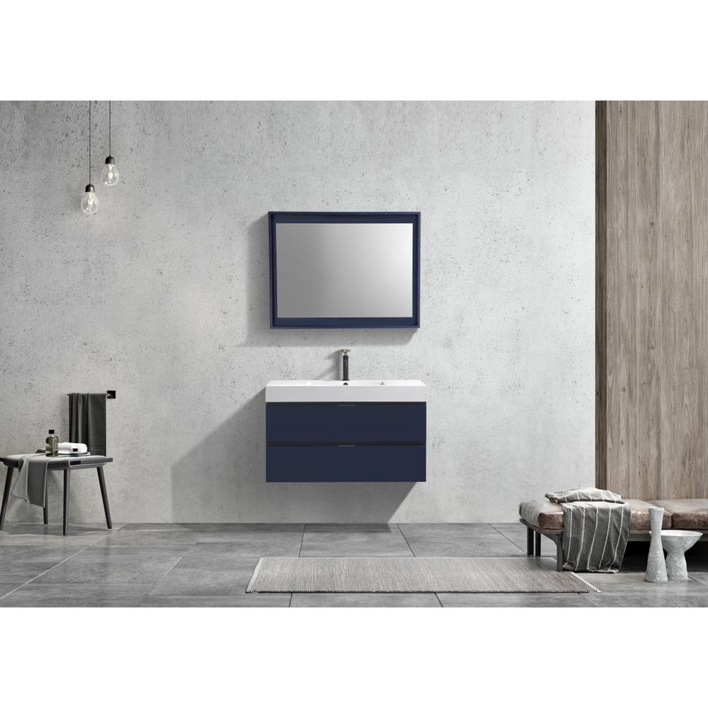 Bliss 40" Blue  Wall Mount Modern Bathroom Vanity