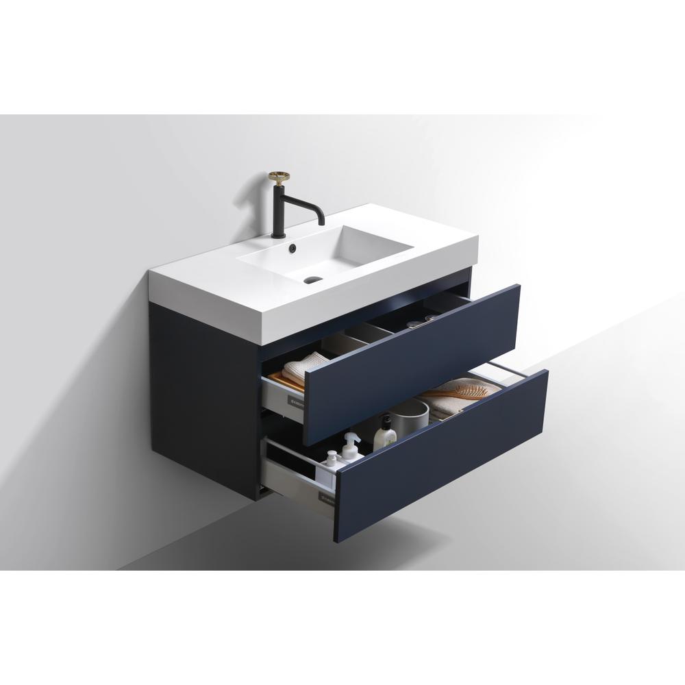 Bliss 40" Blue  Wall Mount Modern Bathroom Vanity