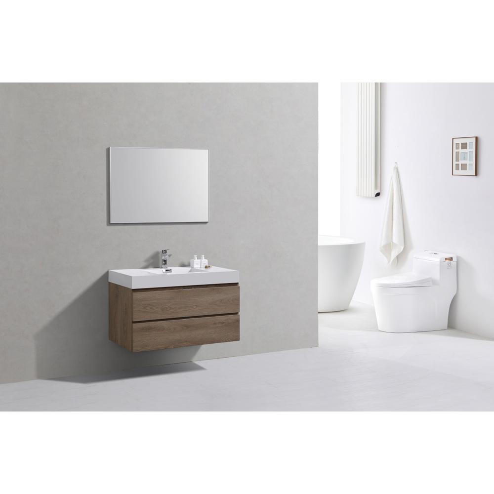 Bliss 40" Butternut Wall Mount Modern Bathroom Vanity