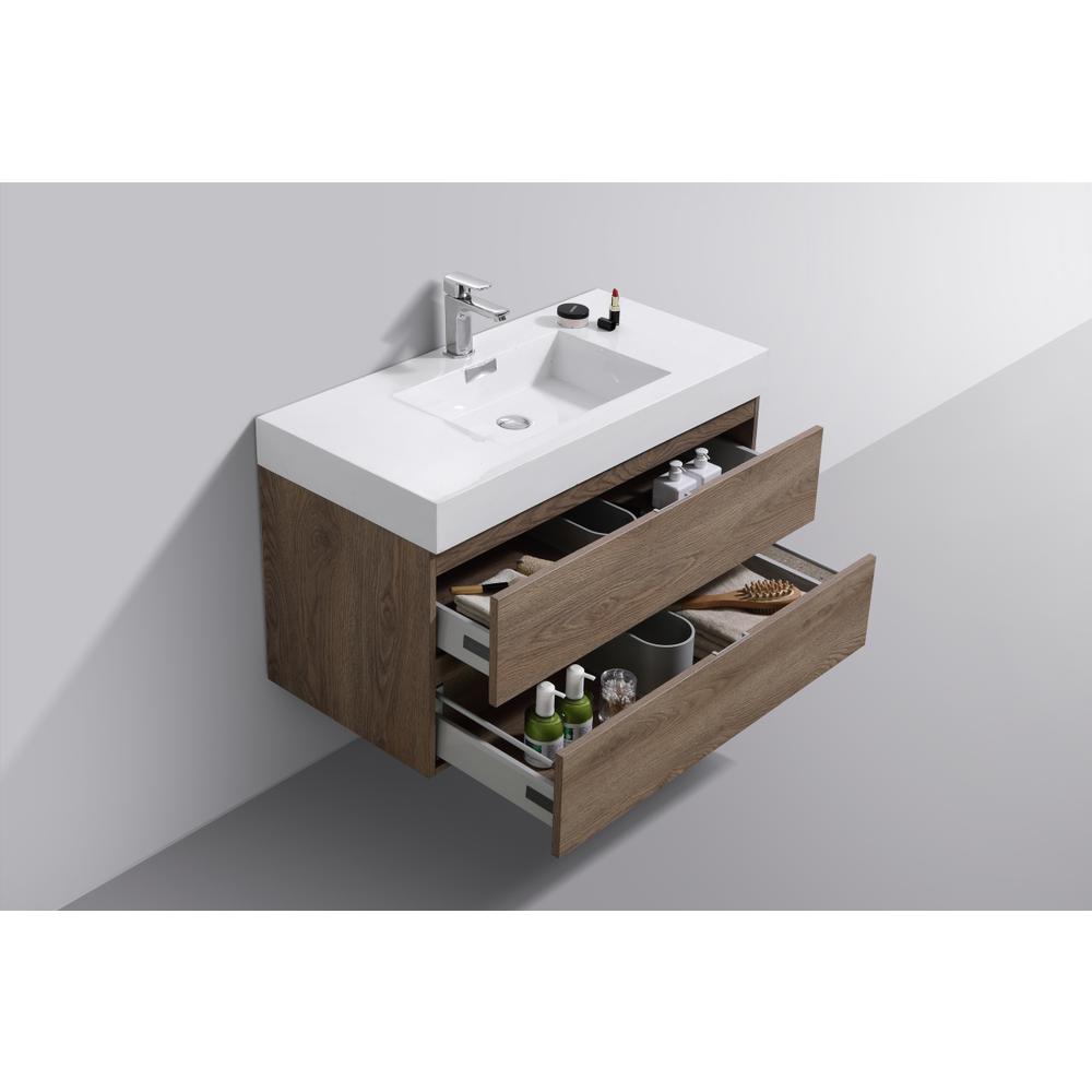 Bliss 40" Butternut Wall Mount Modern Bathroom Vanity