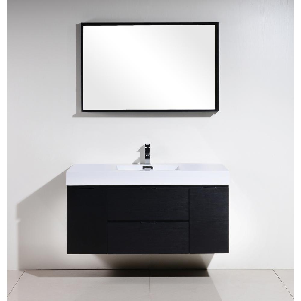 Bliss 48" Black Wall Mount Modern Bathroom Vanity