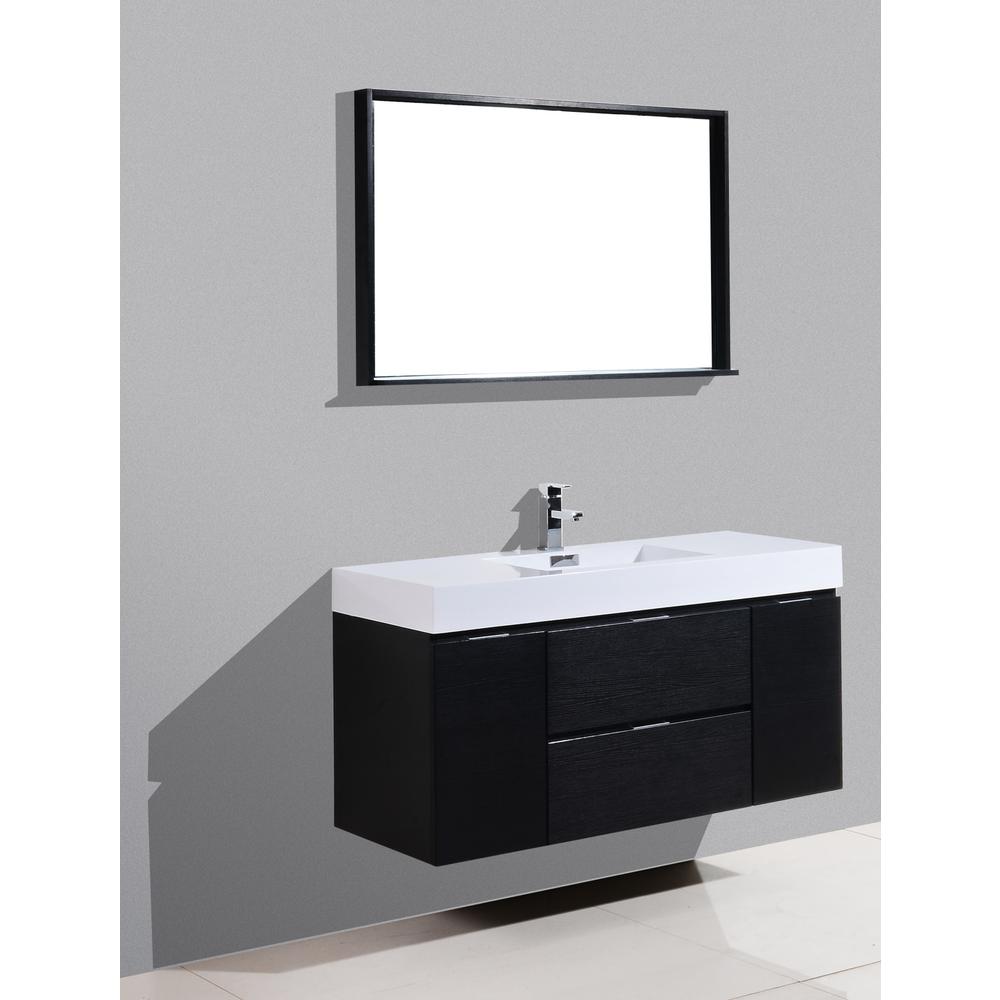 Bliss 48" Black Wall Mount Modern Bathroom Vanity