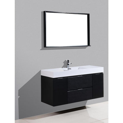 Bliss 48" Black Wall Mount Modern Bathroom Vanity
