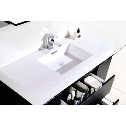 Bliss 48" Black Wall Mount Modern Bathroom Vanity