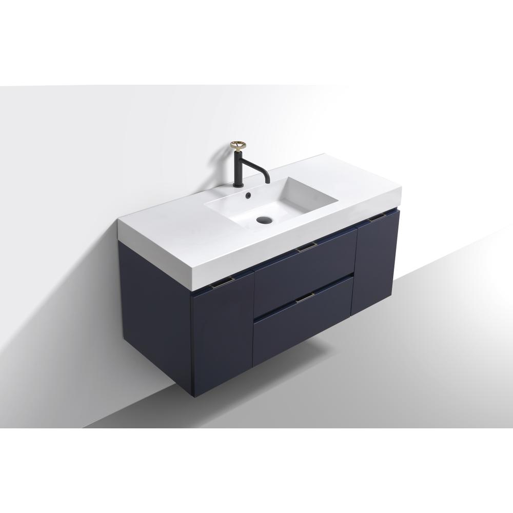 Bliss 48" Blue  Wall Mount Modern Bathroom Vanity