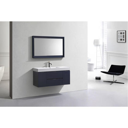 Bliss 48" Blue  Wall Mount Modern Bathroom Vanity