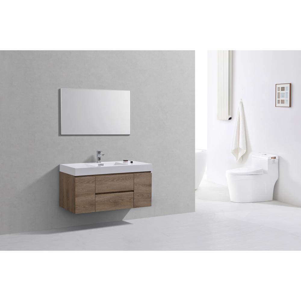 Bliss 48" Butternut Wall Mount Modern Bathroom Vanity