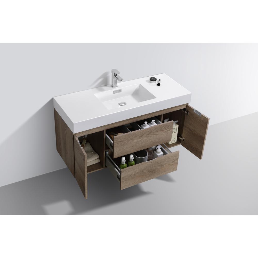 Bliss 48" Butternut Wall Mount Modern Bathroom Vanity