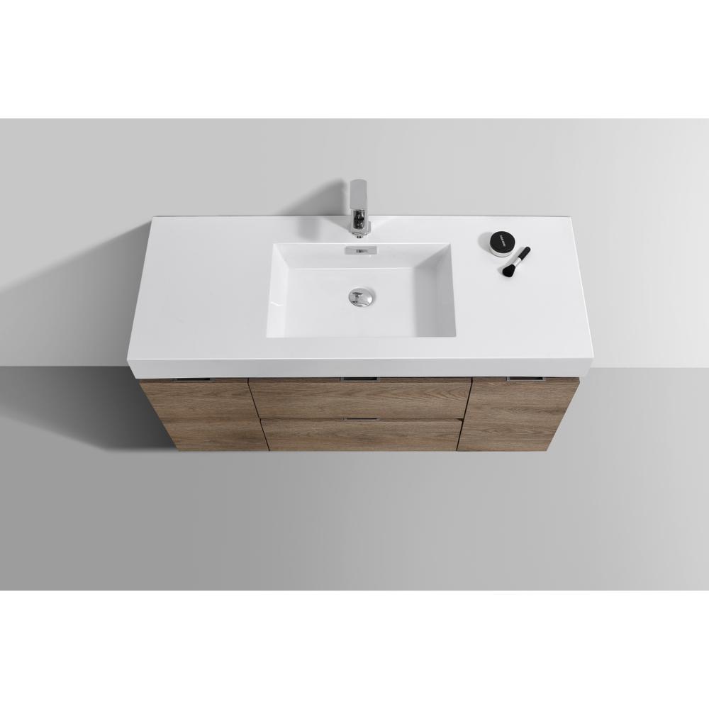 Bliss 48" Butternut Wall Mount Modern Bathroom Vanity