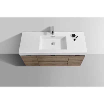 Bliss 48" Butternut Wall Mount Modern Bathroom Vanity