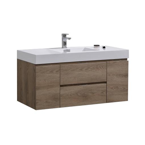 Bliss 48" Butternut Wall Mount Modern Bathroom Vanity