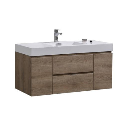 Bliss 48" Butternut Wall Mount Modern Bathroom Vanity