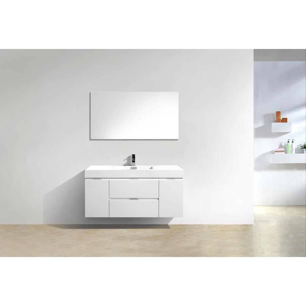 Bliss 48" High Gloss White Wall Mount Modern Bathroom Vanity