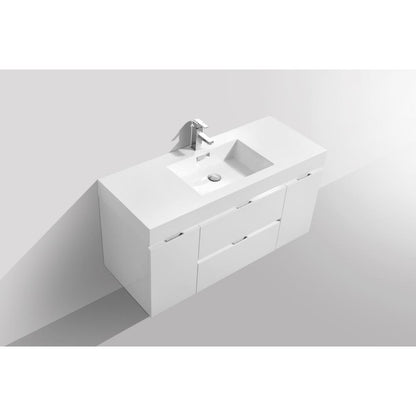 Bliss 48" High Gloss White Wall Mount Modern Bathroom Vanity
