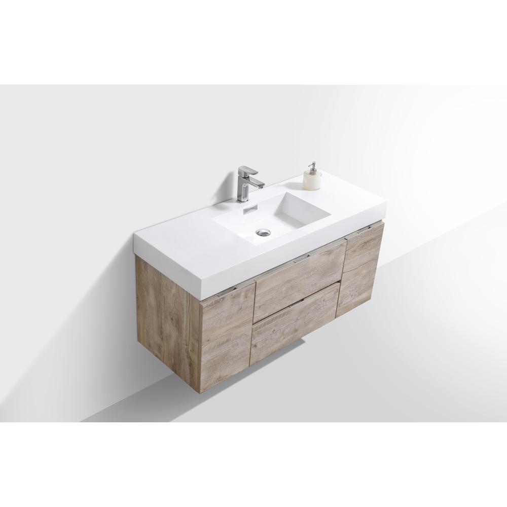 Bliss 48" Nature Wood Wall Mount Modern Bathroom Vanity