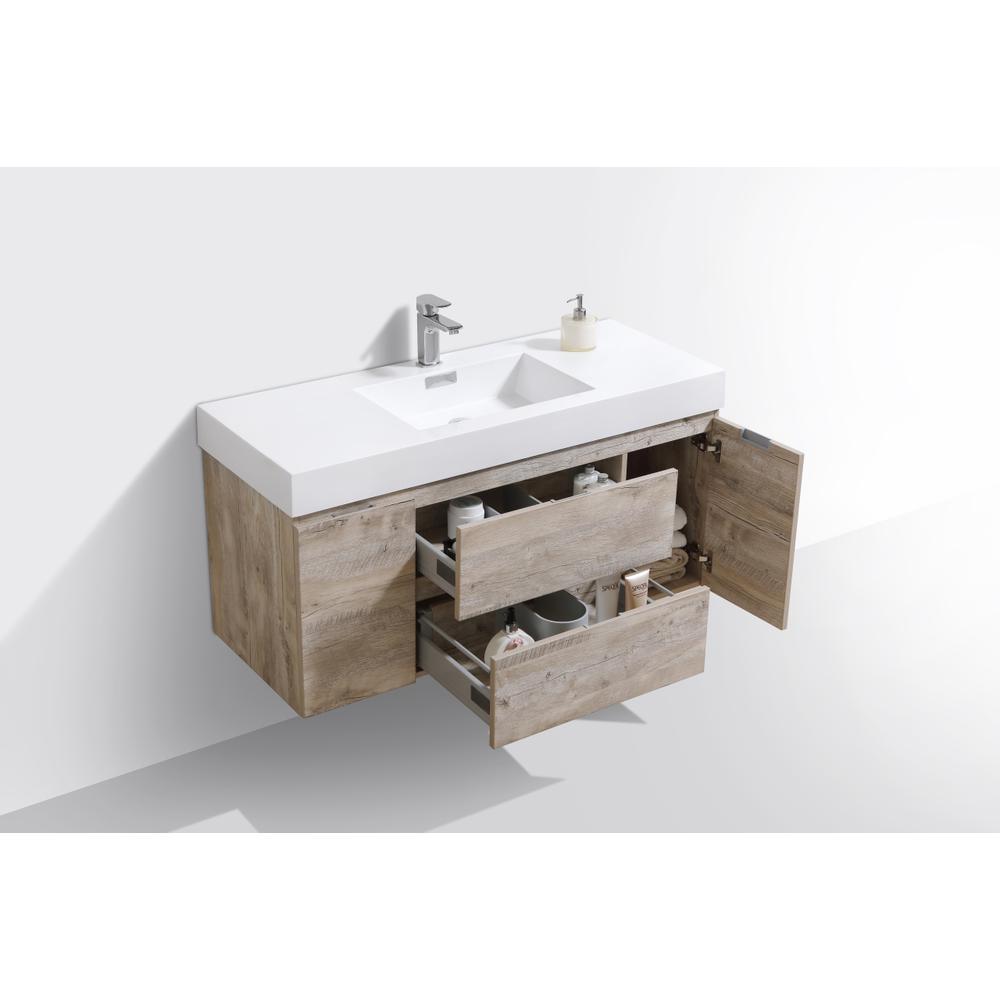 Bliss 48" Nature Wood Wall Mount Modern Bathroom Vanity