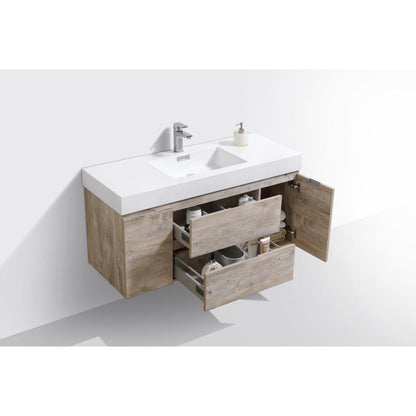 Bliss 48" Nature Wood Wall Mount Modern Bathroom Vanity