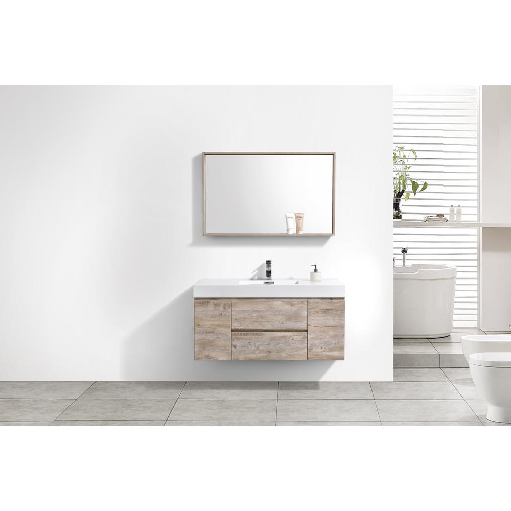 Bliss 48" Nature Wood Wall Mount Modern Bathroom Vanity