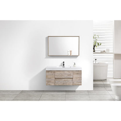 Bliss 48" Nature Wood Wall Mount Modern Bathroom Vanity