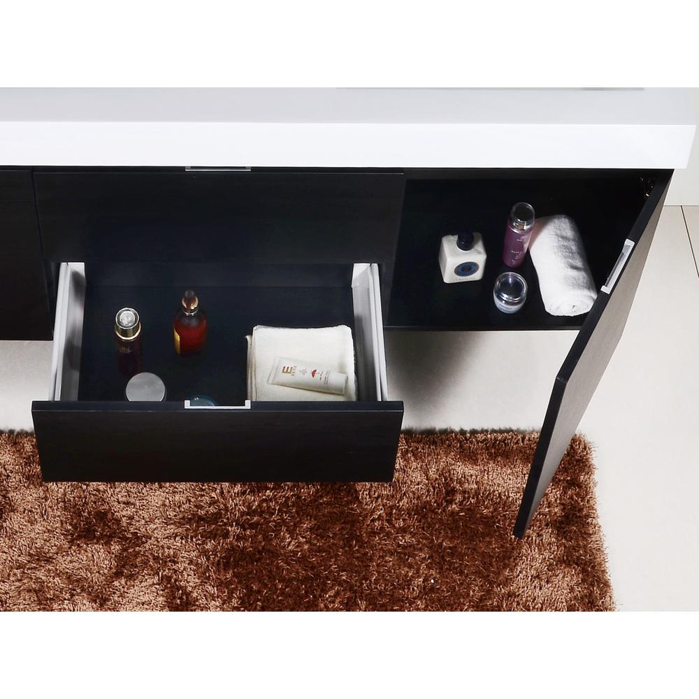 Bliss 60" Double  Sink Black Wall Mount Modern Bathroom Vanity