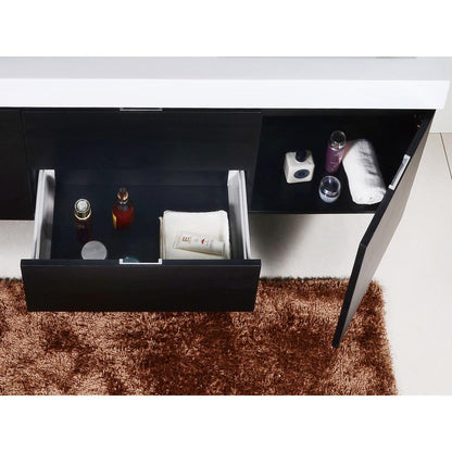 Bliss 60" Double  Sink Black Wall Mount Modern Bathroom Vanity