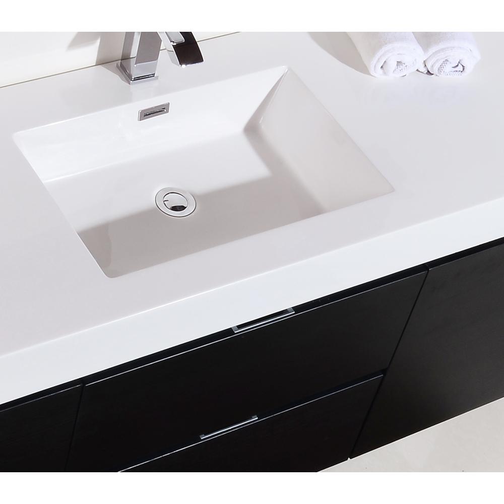 Bliss 60" Single Sink Black Wall Mount Modern Bathroom Vanity