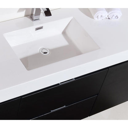 Bliss 60" Single Sink Black Wall Mount Modern Bathroom Vanity