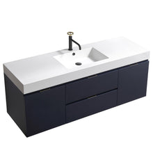 Bliss 60" Single Sink Blue  Wall Mount Modern Bathroom Vanity