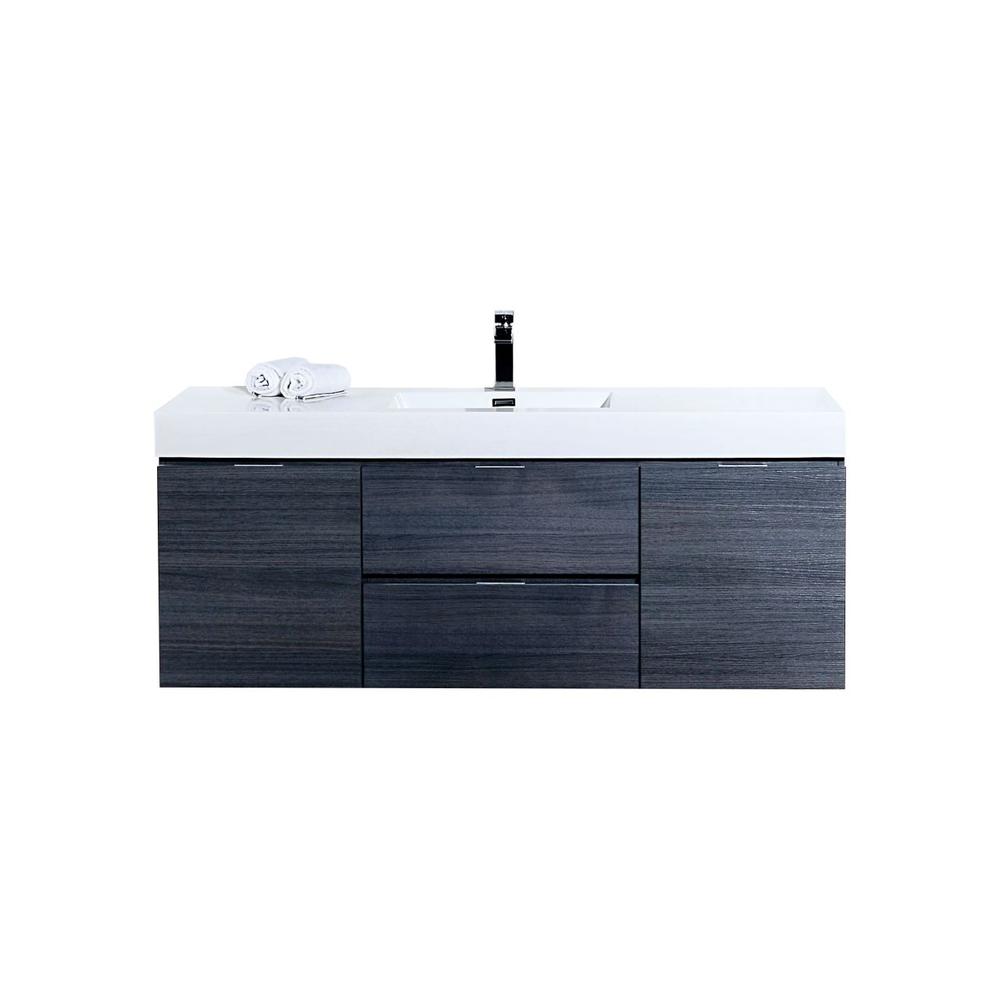 Bliss 60" Single Sink Gray Oak Wall Mount Modern Bathroom Vanity
