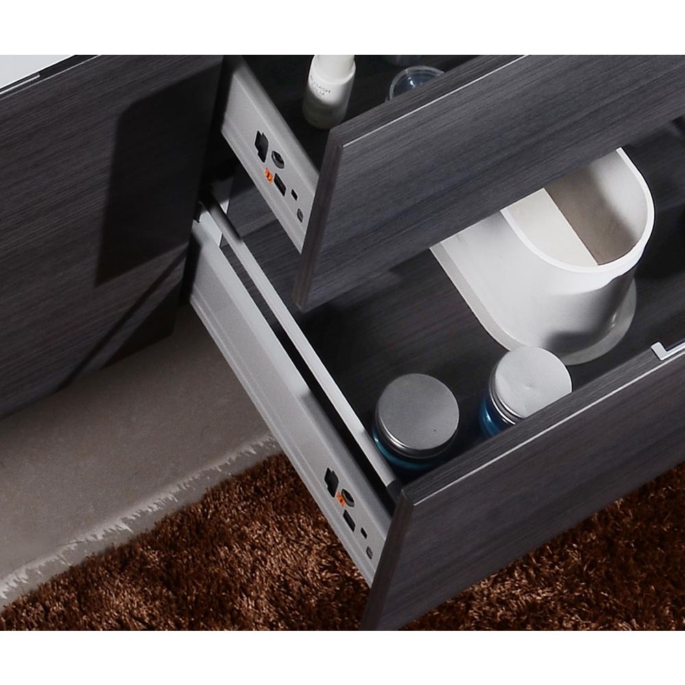 Bliss 60" Single Sink Gray Oak Wall Mount Modern Bathroom Vanity