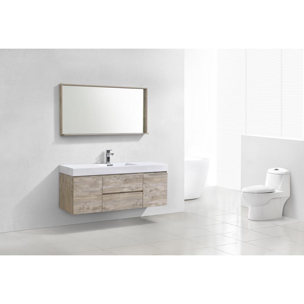 Bliss 60" Single Sink Nature Wood Wall Mount Modern Bathroom Vanity