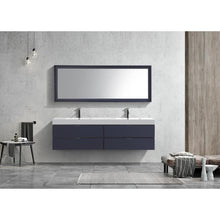 Bliss 72" Double  Sink Blue  Wall Mount Modern Bathroom Vanity