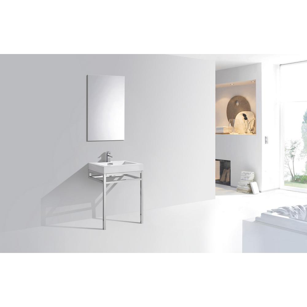 Haus 24" Stainless Steel Console w/ White Acrylic Sink - Chrome