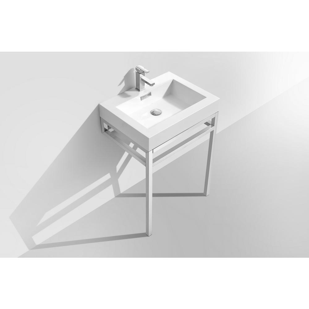 Haus 24" Stainless Steel Console w/ White Acrylic Sink - Chrome