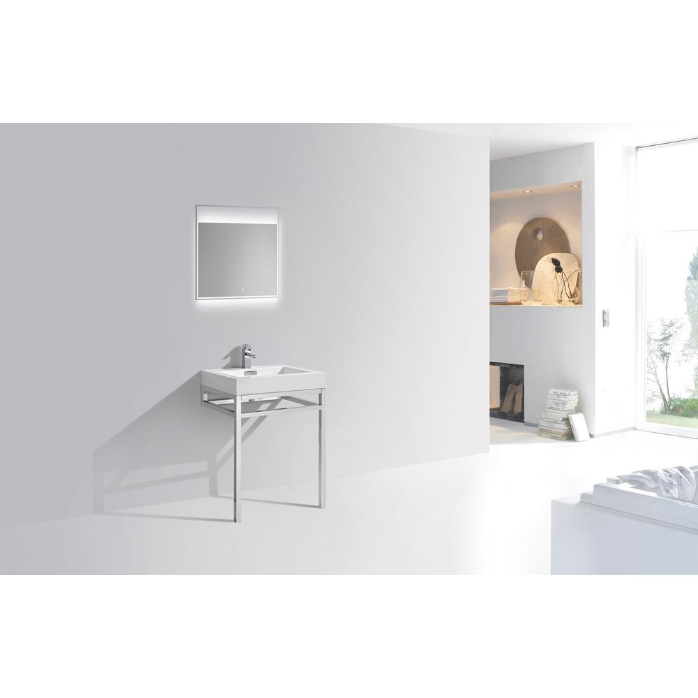 Haus 24" Stainless Steel Console w/ White Acrylic Sink - Chrome