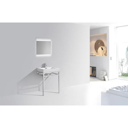 Haus 24" Stainless Steel Console w/ White Acrylic Sink - Chrome