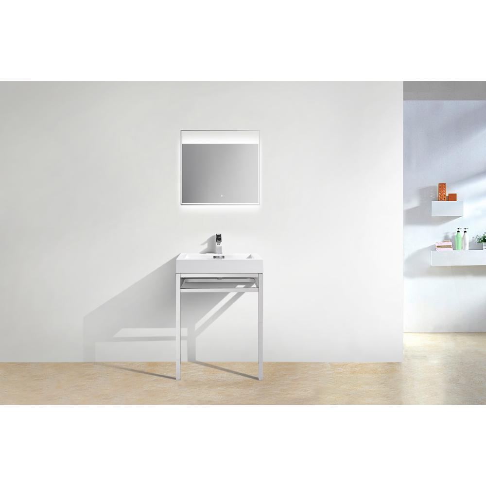 Haus 24" Stainless Steel Console w/ White Acrylic Sink - Chrome