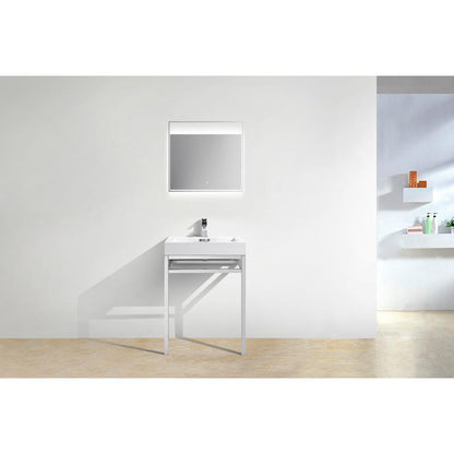 Haus 24" Stainless Steel Console w/ White Acrylic Sink - Chrome