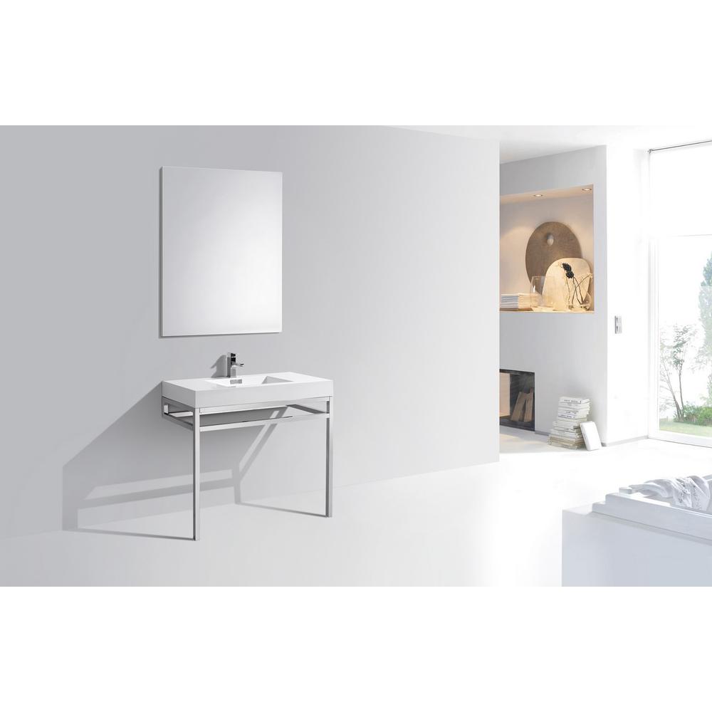 Haus 36" Stainless Steel Console w/ White Acrylic Sink - Chrome